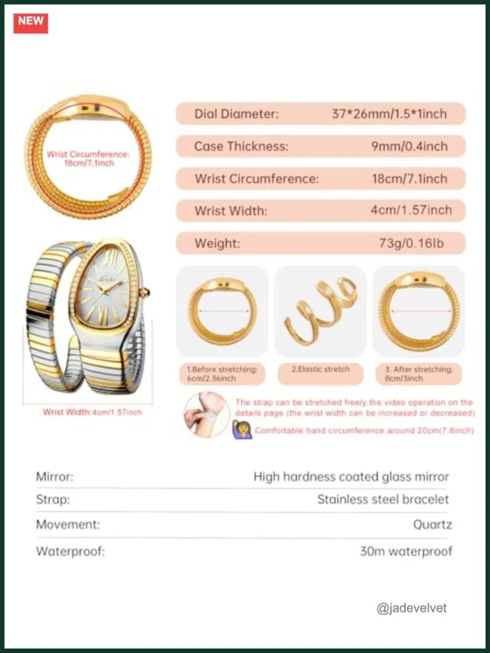 Classic Snake Shape Watch Women Gold Silver Bracelet Quartz Ladies Wristwatch